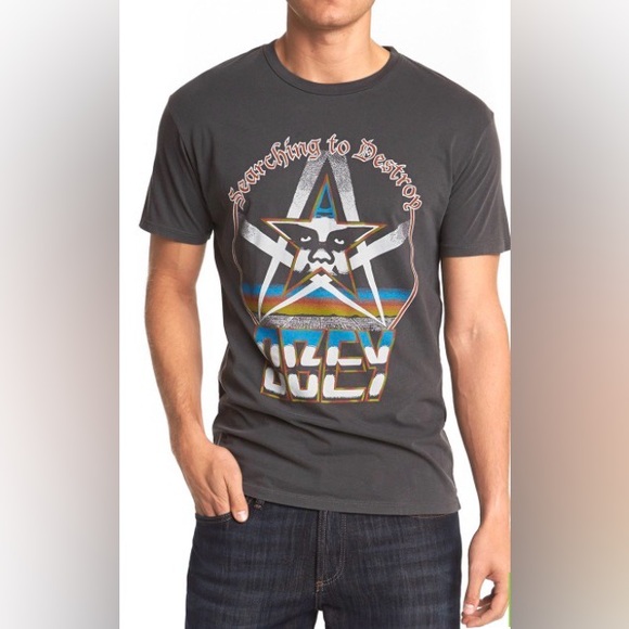 Obey Other - Obey size, large, gray, short sleeve graphic T-shirt